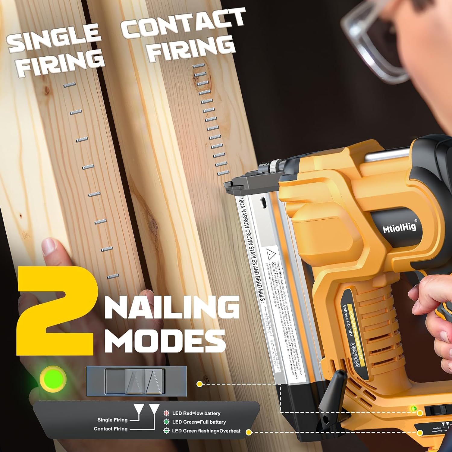 Cordless 2' Brad Nailer for Dewalt 20V Battery (No Battery), 18 Gauge Brad Nails 2 inch, 1 1/2 inch, 1 1/4 inch, 1 inch, 5/8 inch | 5000 Count 18ga Brad Nails