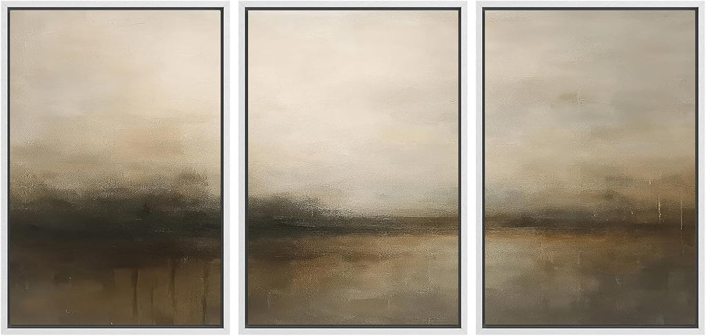 SIGNWIN Framed Canvas Print Wall Art Set Minimalist Earthy Horizon Illustrations Modern Art Decorative Scenic Rustic for Living Room, Bedroom, Office - 24'x36'x3 WHITE