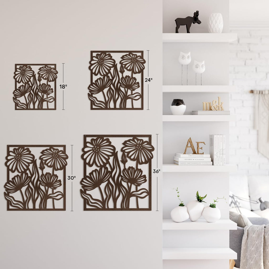SIGNLEADER Metal Wall Art Decor Tropical Palm Tree Leaf Minimalist Modern Abstract Wall Sculpture Hangings Home Decoration for Living Room, Bedroom, Bathroom, Kitchen, Outdoor - 36' Bronze