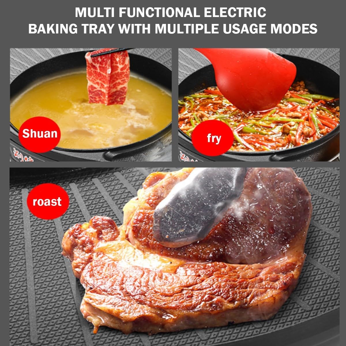 Electric Flat Top Grill, Electric Griddle, Flattop Grills Indoor Safely Washable, Suitable for Frying Grilling Stir Frying(Black,42 * 35 * 17)