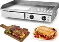 28.7' Commercial Electric Griddle, Electric Countertop Flat Top Griddle 220V 4400W Half Grooved/Flat