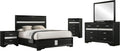 Coaster Home Furnishings Miranda Contemporary 5-Piece Bedroom Set Fabric Upholstered Full Size Panel Bed Frame 54-inch Headboard Black 206360F-S5