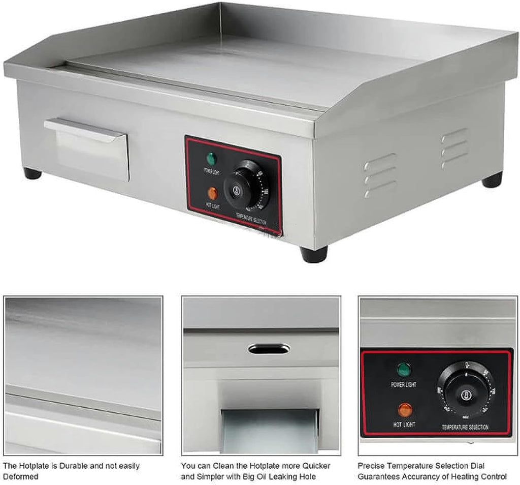 3000W Commercial Electric Griddle/Stainless Steel Flat Top Grill HotPlate/Non-Stick Kitchen Countertop Grill with Adjustable Thermostatic Control