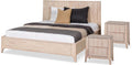 Furniture of America Elysia Mid-Century Modern 3-Piece Bedroom Collection with Vertical Fluting Bedframe, 2-Drawer Nightstands Set of 2, No Box Spring Required for Home, Guest Room, Full, White Wash