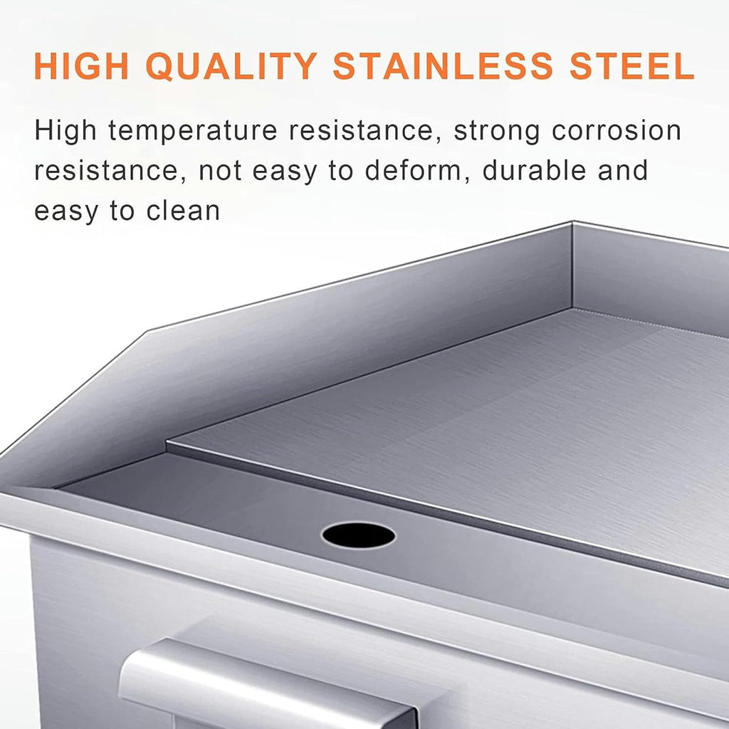 4400W Commercial Electric Countertop Griddle, Stainless Steel Restaurant Teppanyaki Non-Stick Flat Top Grill, with 50-300°C Adjustable Temperature Control