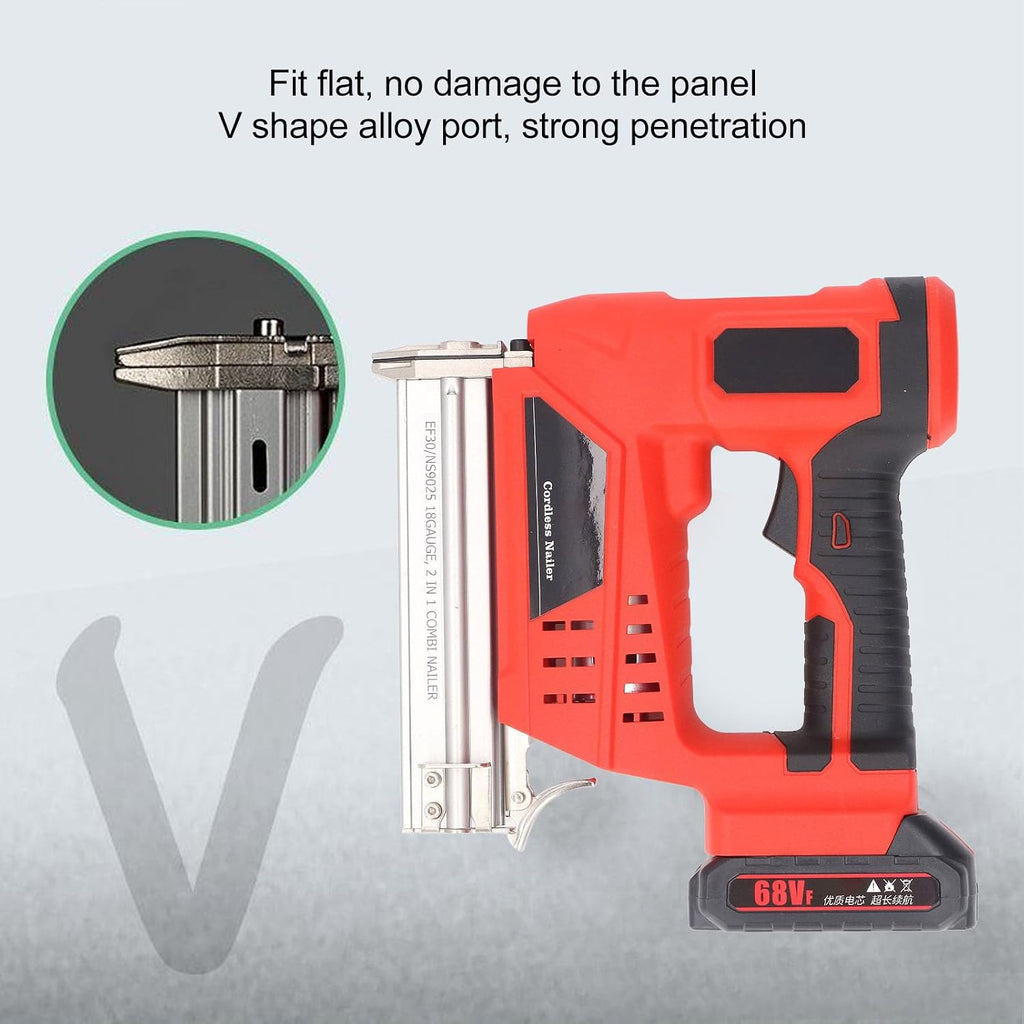 Cordless Brad Nailer Battery Powered 2 In 1 Multifunctional Electric Nail Gun With Storage Box For Woodworking Upholstery Installation Handcraft Projects PVC Aluminum Alloy