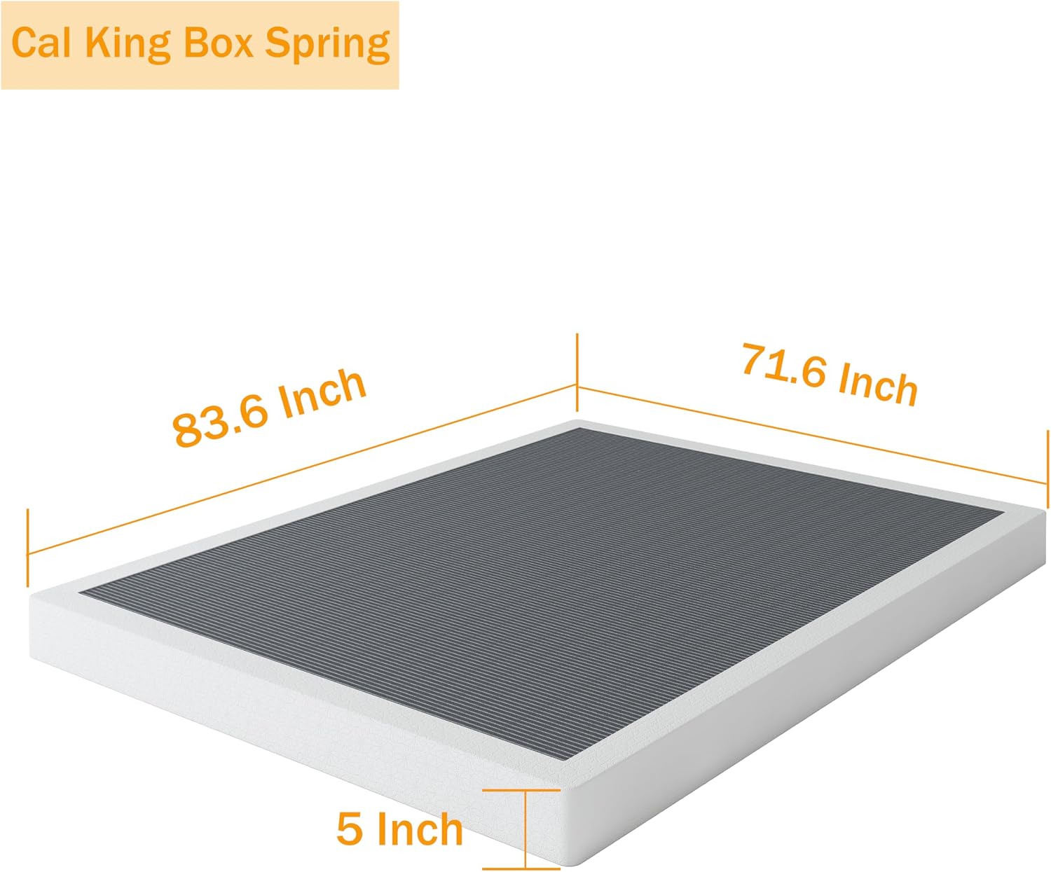 SHLAND Box Spring California King, 5 Inch Metal Cal King Size Box Spring Basic Bed Base, Mattress Foundation, Black Heavy Duty Metal Structure with Cover