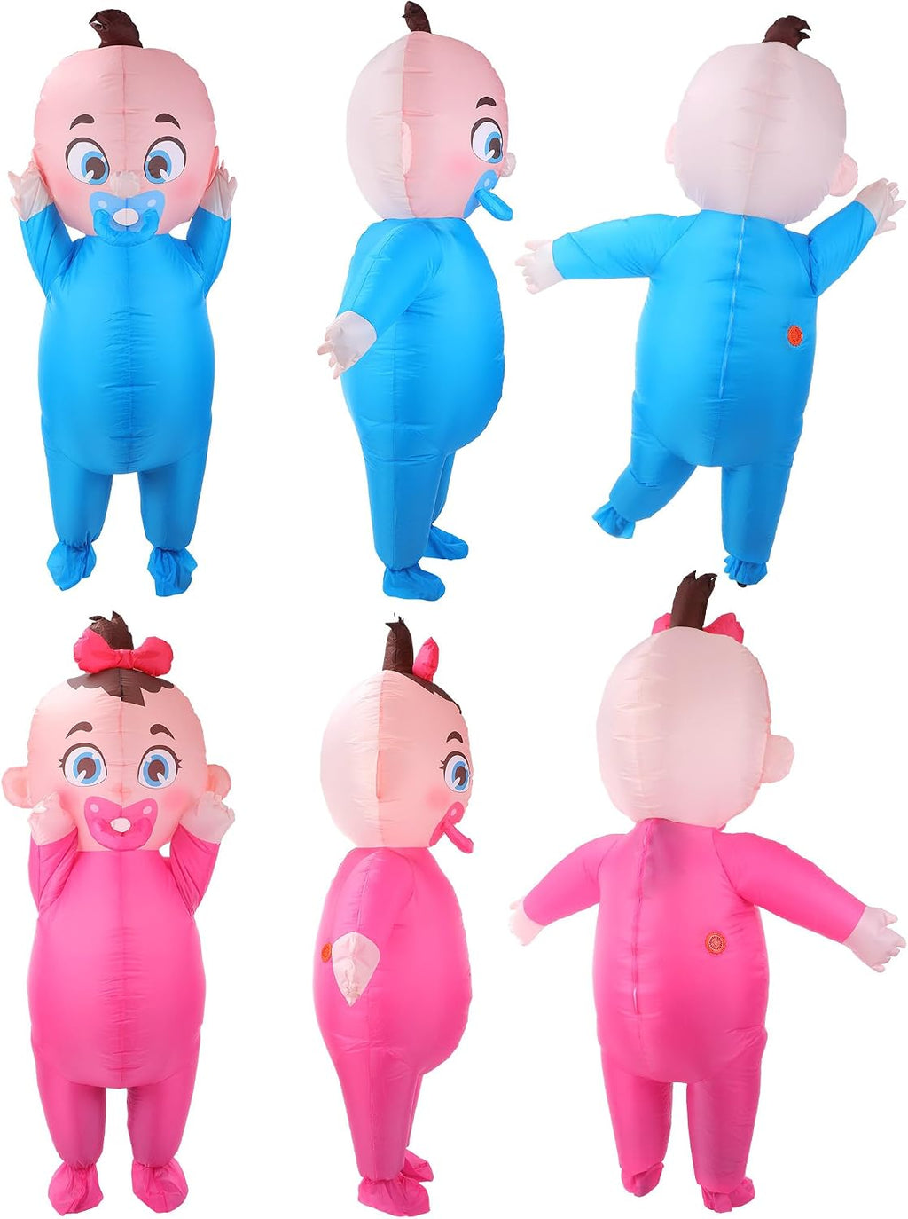 Ramede 2 PCS Giant Inflatable Baby Costume - Gender Reveal Ideas Boy & Girl Blow Costume Outfit for Adult Baby Shower Gender Reveal Party Cosplay Supplies