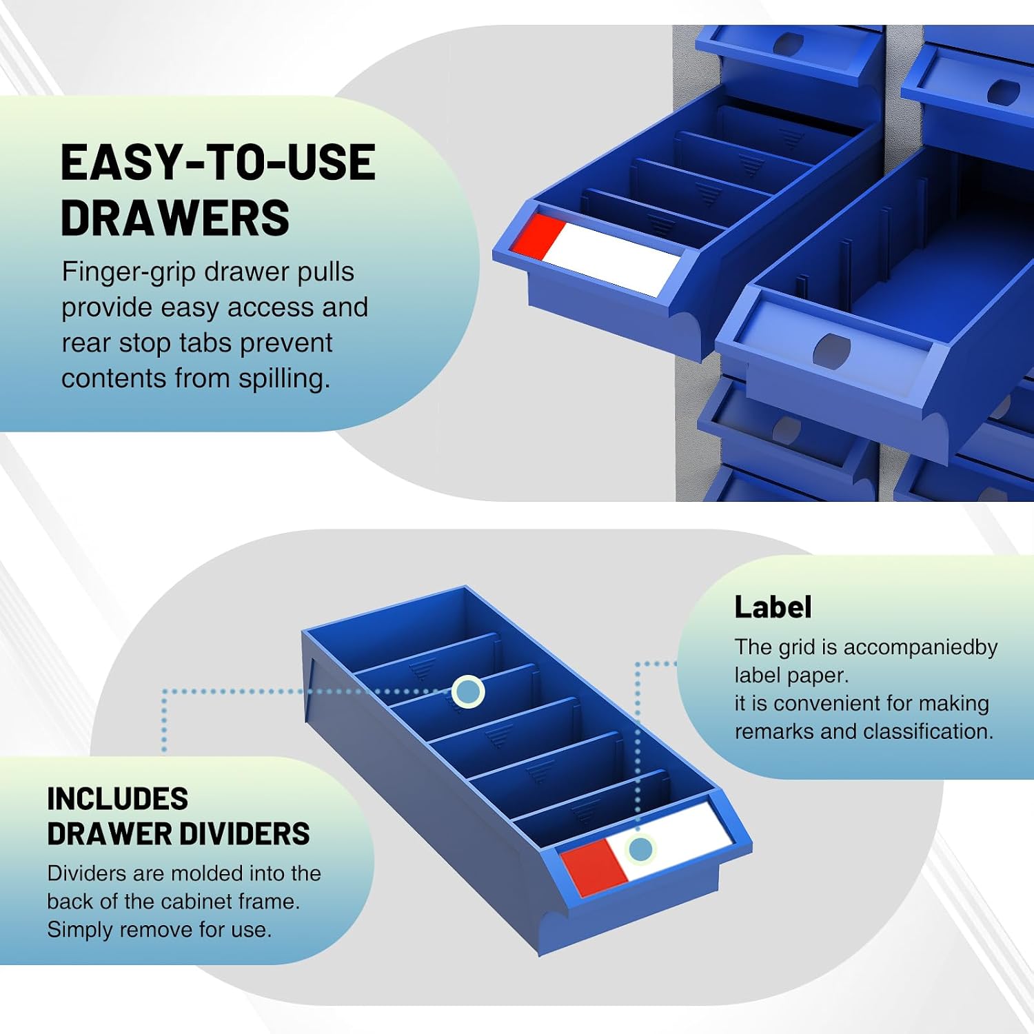 75 Drawer Tool Storage Cabinet with ABS Drawers, Bolt and Nut Organizer Parts Box, Hardware Shelving Unit for Garage and Workshop