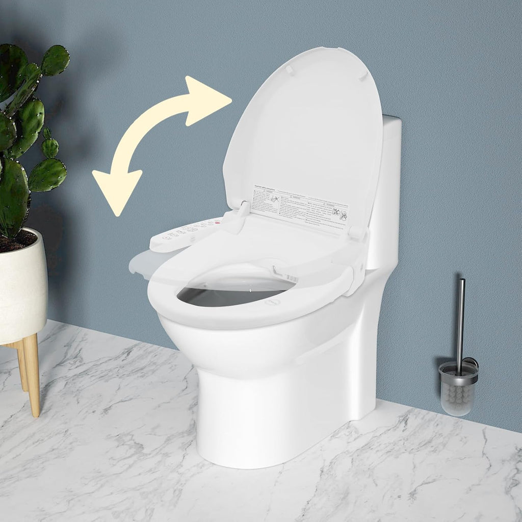 Bidet Toilet Seat, Elongated Heated Bidet Toilet Seat with Self-Cleaning Nozzle, Multiple Wash Modes, Deodorizer, Adjustable Self-Cleaning Nozzles, LED Light, Soft Close Lid (White)
