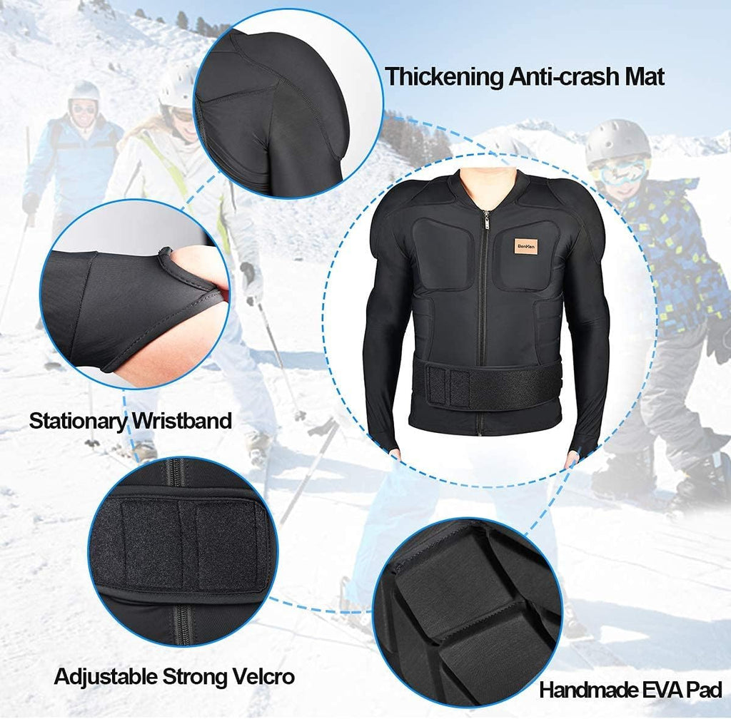 BenKen Men's Women's Professional Anti-Collision Sports Shirts, Protection of the Back, Motorcycle Protective Jacket for Skateboarding Skating Snowboarding Cycling