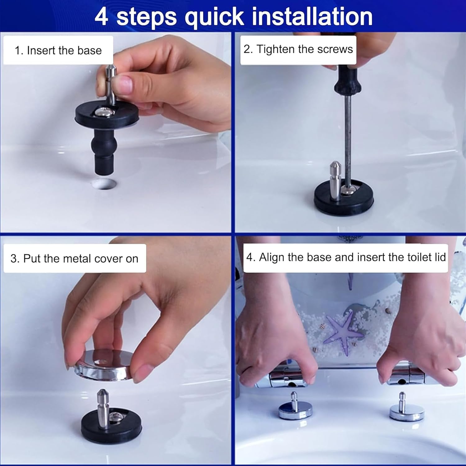 Round Toilet Seat Resin Toilet Seat Quietly Slow Close with Quick-Release Hinges Toilet Seat with Cover Easy to Clean Install
