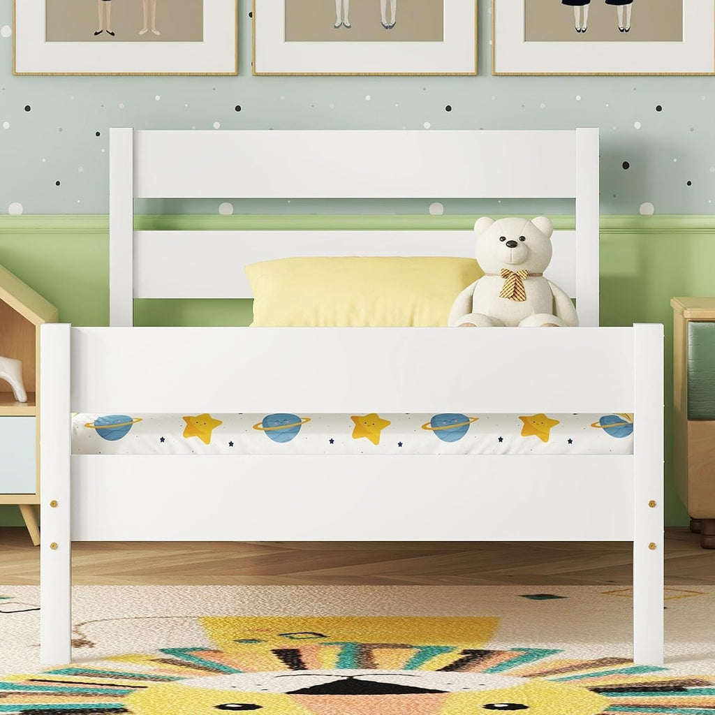 Bellemave Twin Bed Frames for Kids, Wooden Twin Platform Bed for Boys, Girls, Teens, Kids Twin Bed, White Twin Bed Frame, White