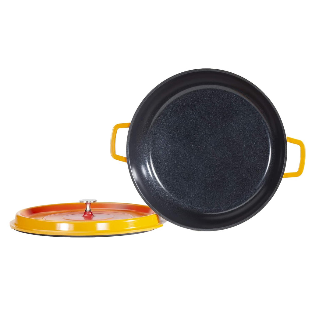 G.E.T. CA-008-O/BK Heiss Lightweight Cast Aluminum Braiser Pan/Casserole Dish, 4.5 Quart, Orange
