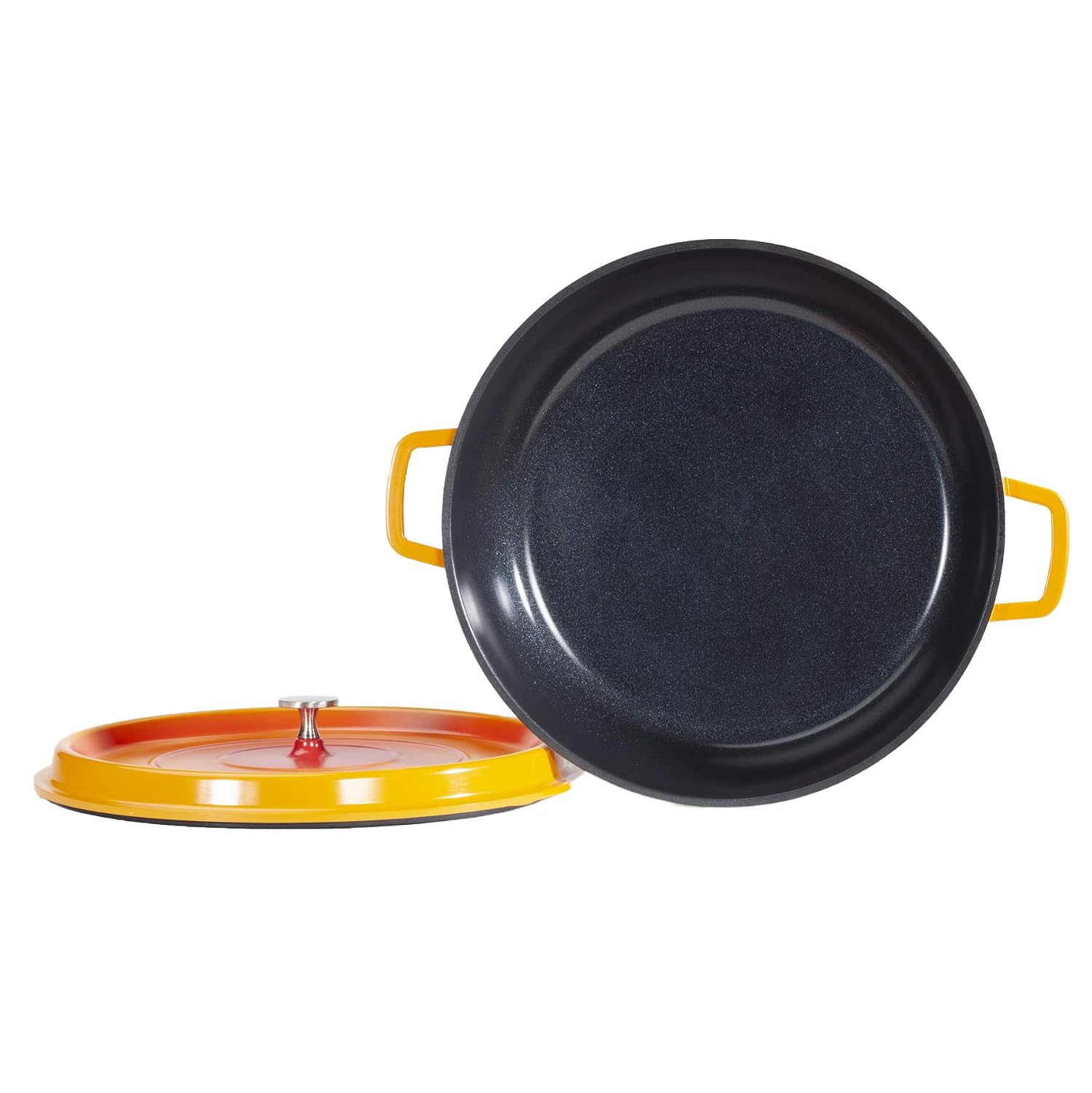 G.E.T. CA-008-O/BK Heiss Lightweight Cast Aluminum Braiser Pan/Casserole Dish, 4.5 Quart, Orange