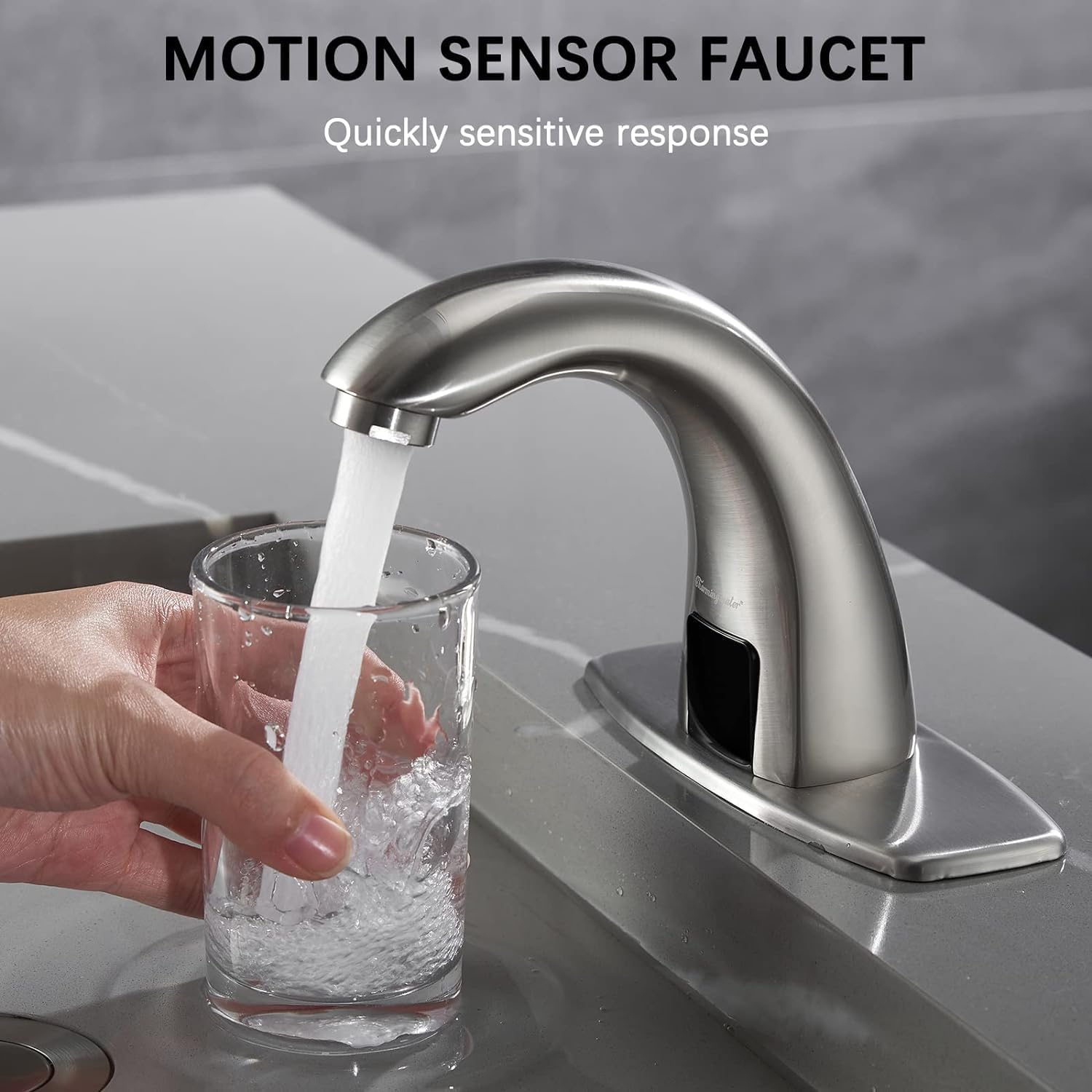Charmingwater Touchless Bathroom Sink Faucet with Automatic Sensor, Motion Bathroom Faucet with Hole Cover Plate, Brushed Nickel