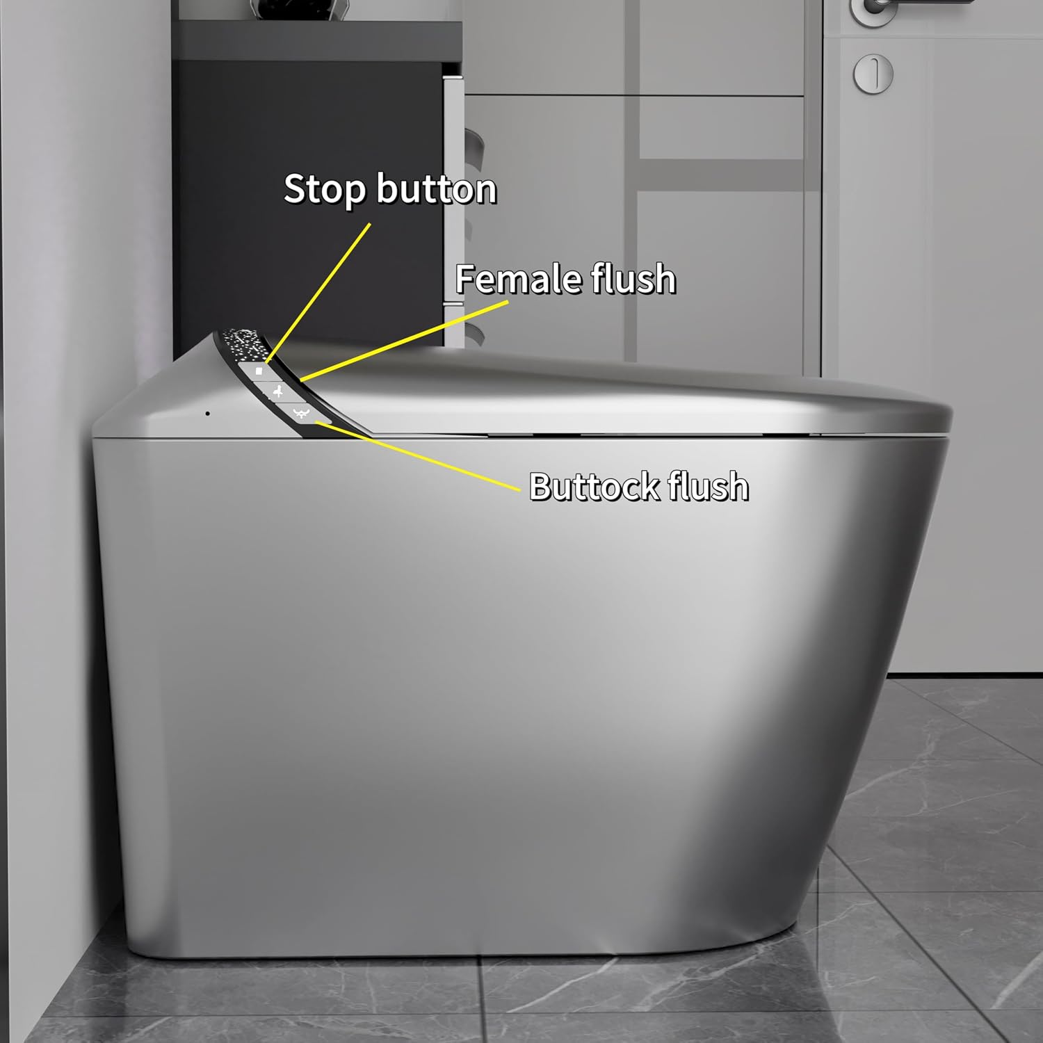 Sounor Modern Smart Toilet With Bidet Built In Self Cleaning Warm Water, Elongated Seat Heated Dryer,1.28 GPF Power Auto Flush,Auto Open/Close Lid,Starburst Night Light Display