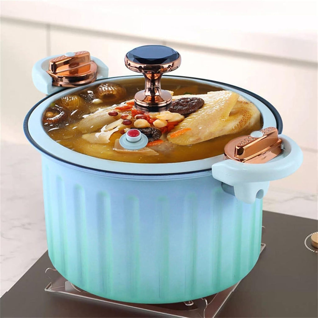 Pressure Cooker 8L, Micro Braiser Pans, Enamel Lining Non-stick Pressure pot, with Lid Silicone Seal Spill-proof Valve Pressure pot for Cooking,Green(Purple)