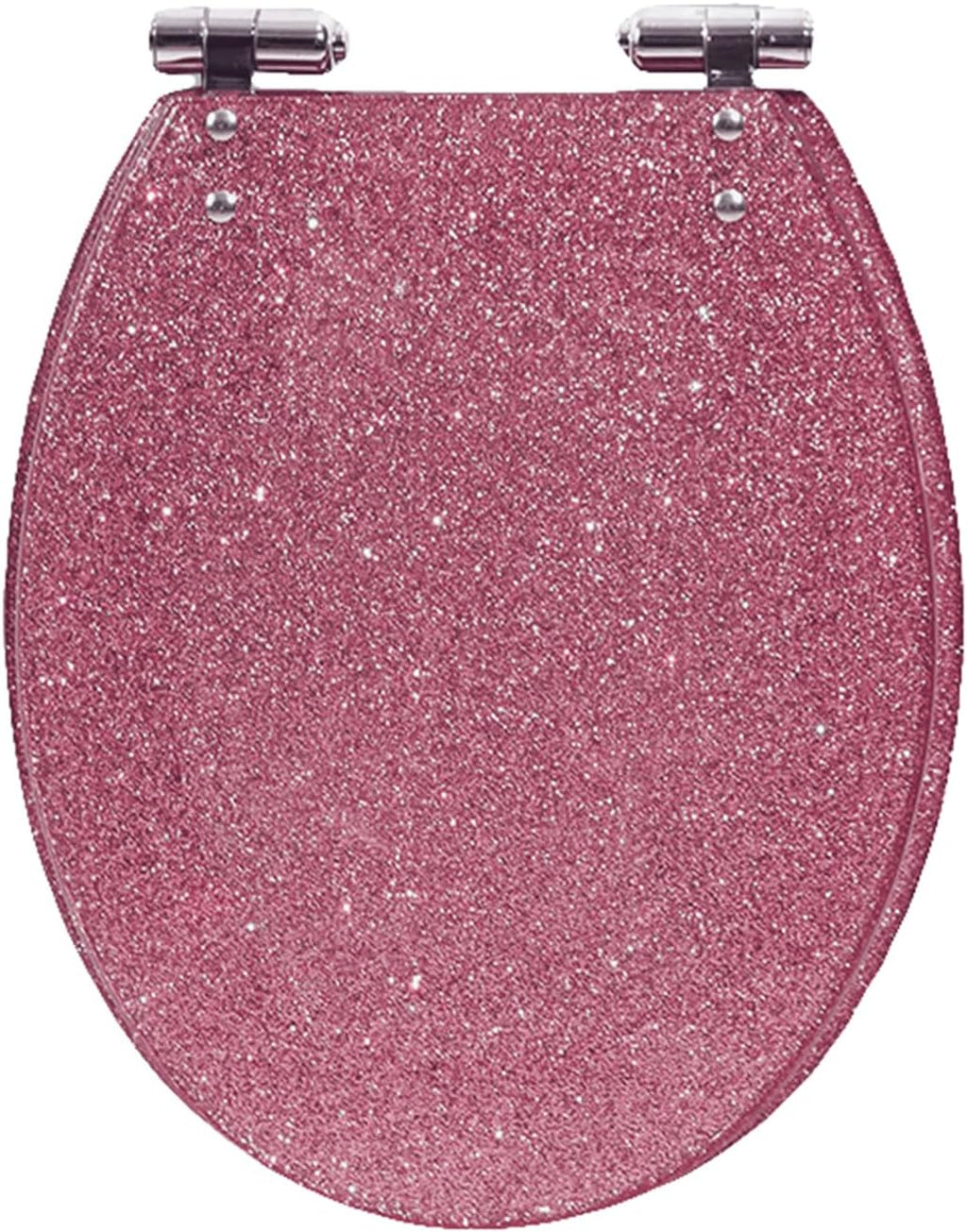 Sparkly Resin Toilet Seat, Resin Toilet Seat Round Toilet Seat, Thicken Toilet Seat, Slow Close, Toilet Lid Easy to Clean & Install (Pink)
