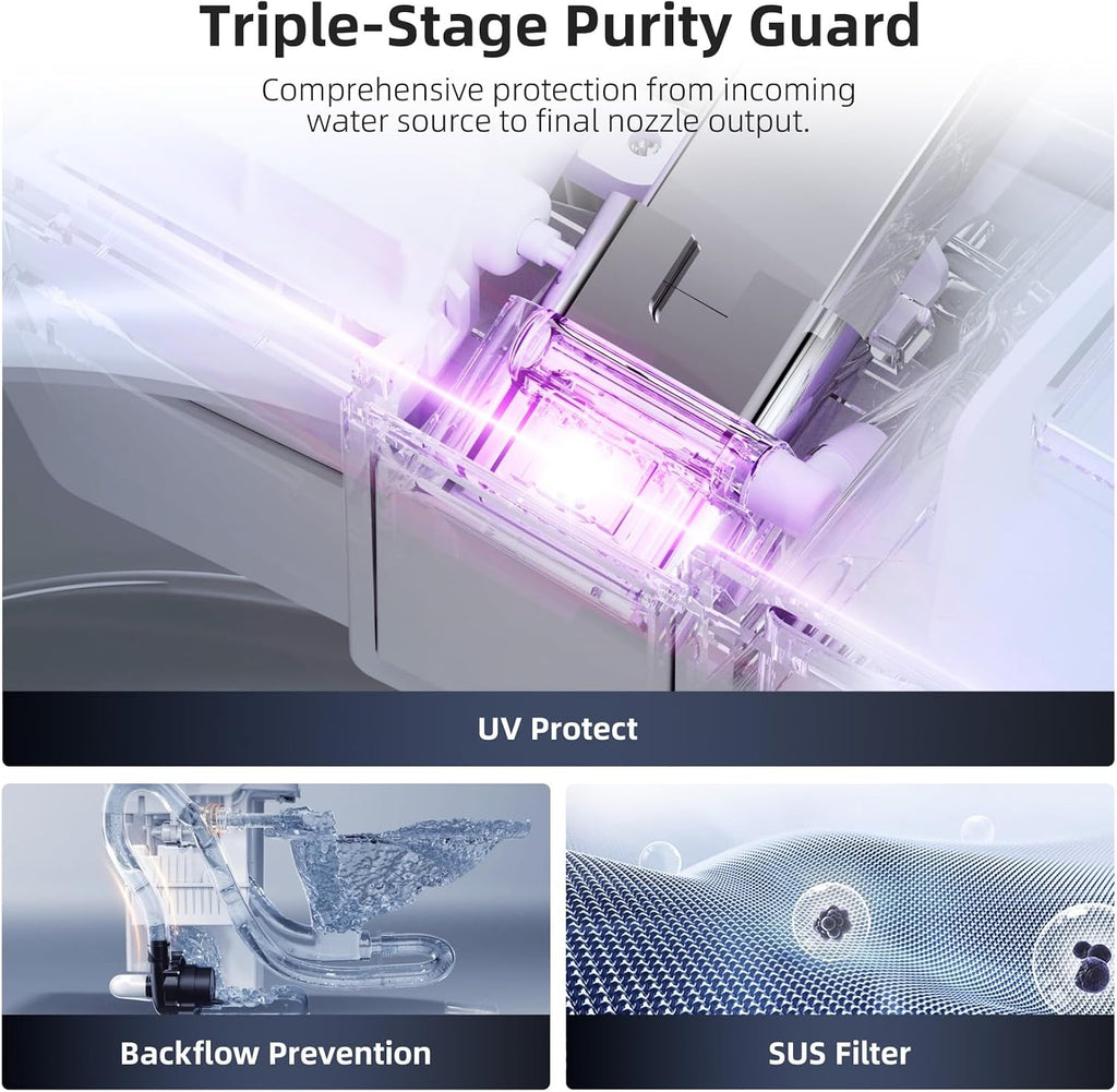 Smart Toilet with Bidet Built-in - ADA Height, Foot Sensor Lid Open & Close, One Piece Bidet Toilet with Tank and Pump, 12' Rough-in Toilet Bidet, RKS-X700