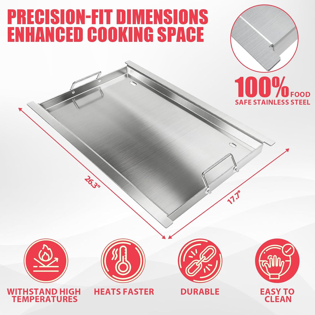 Full Size Griddle Insert for Napoleon Prestige PRO 500 & Built-in Prestige 500 Grills Accessories, BIP500RBNSS-3 P500RBPSS P500RSIBNK-3 P500 P500N Parts, 26.3'L x 17.7'W Stainless Steel Griddle Plate