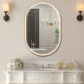 36'x24' Oval Led Mirror for Bathroom, Gold Metal Framed Lighted Vanity Mirror with Lights, Anti-Fog Light Up Mirror with 3 Colors Dimmable, Frontlit, Shatterproof, Horizontal/Vertical