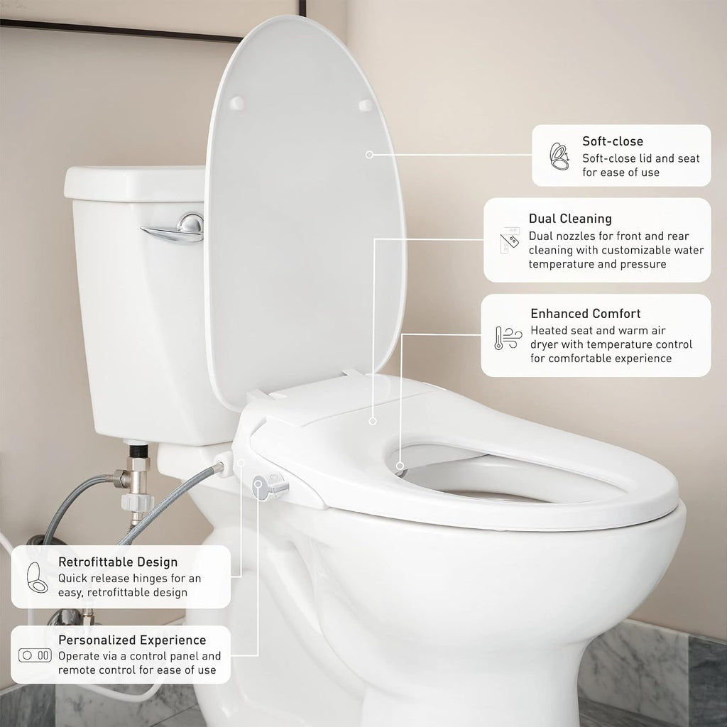 Moen EB800 2-Series Standard Electric Bidet Elongated Toilets in White with Heated Seat