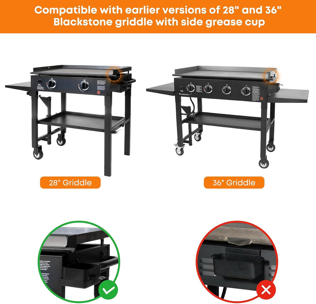 Stanbroil Stainless Steel Griddle Replacement Top and Grease Cup Combo for Blackstone 36' 4 Burner Gas Grill with Front Grease System