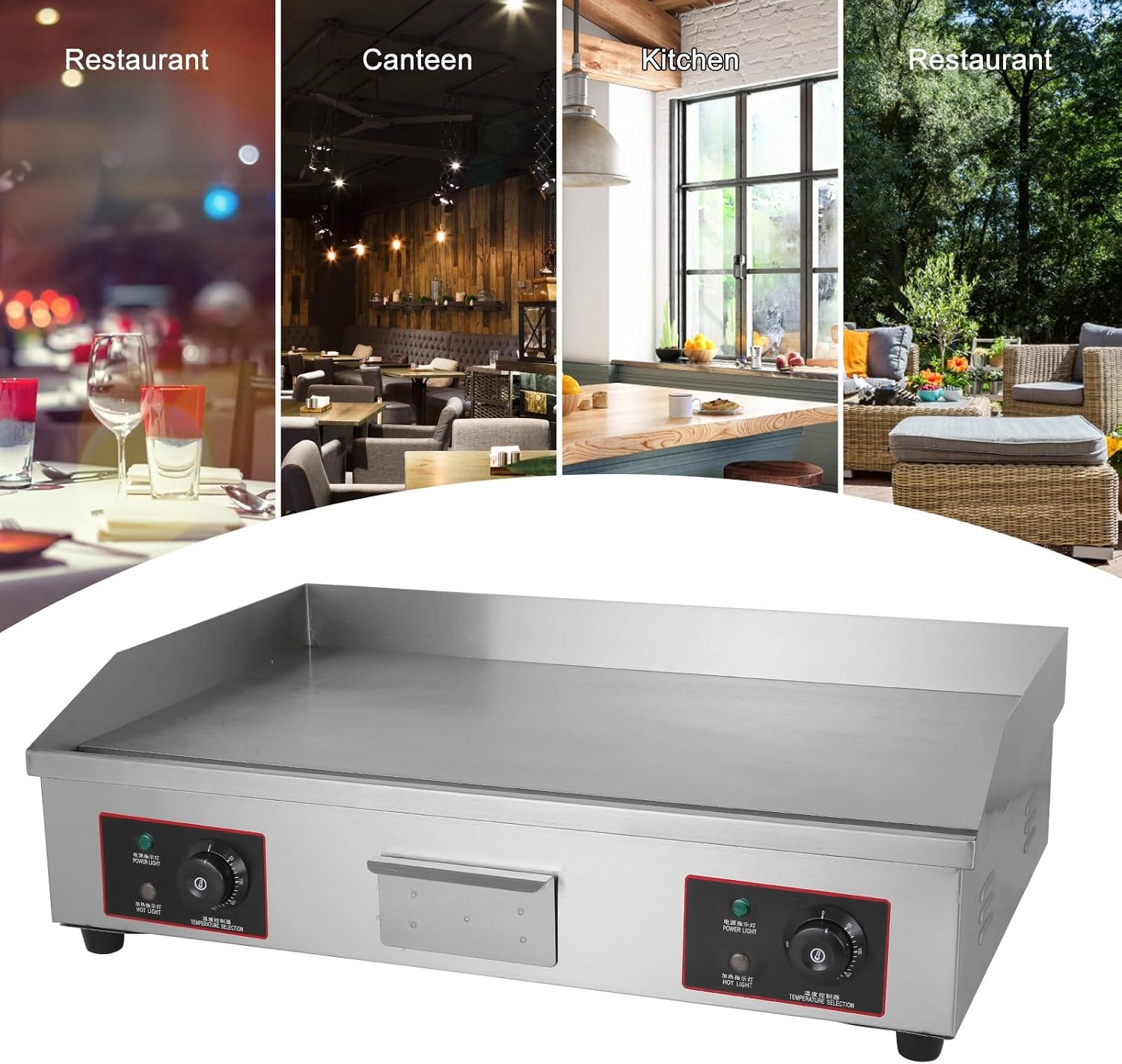 Topteng 30' Commercial Electric Griddle, Commercial Griddle Electric Flat Top Griddle Stainless Steel Countertop Griddle Grill 4400W with Drip Hole, 50-300℃ Griddle for Home Restaurants