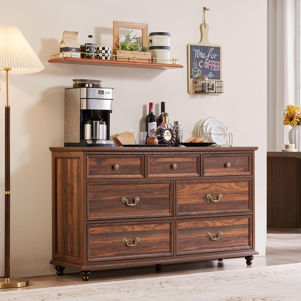 Joaxswe Farmhouse Dresser and Nightstand Sets, Wood 54' Wide Dresser & 24' Night Stand with Charging Station, 2 Piece Bedroom Furniture Set, Chest of Drawers for Bedroom, Home, Living Room, Hallway