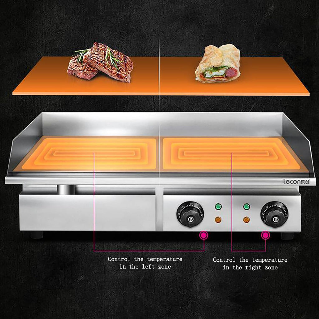 4400W Commercial Griddle Electric 29 in, 220V Countertop Griddle Flat Top Grill, Non-Stick Stainless Steel Teppanyaki Grill with Dual Temperature Control for Restaurant Kitchen