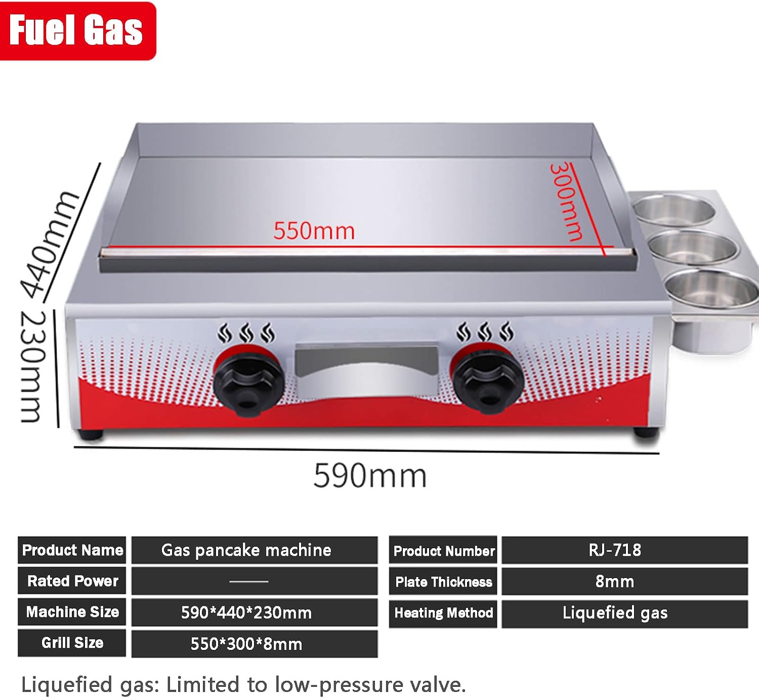 Commercial Propane Gas Griddle, Elite Kitchen Supply Countertop Flat Top Grill Propane Countertop Griddle with 2 Burners,Adjustable Temperature, Restaurant Kitchen C-718-One Size