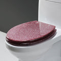 Glitter Resin Toilet Seat, Toilet Seat Cover Round, Resin Universal U/V/O Toilet Seat, Thicken Toilet Seat Slow Close,with Stainless Steel Hinge, Easy to Clean & Install (Pink)