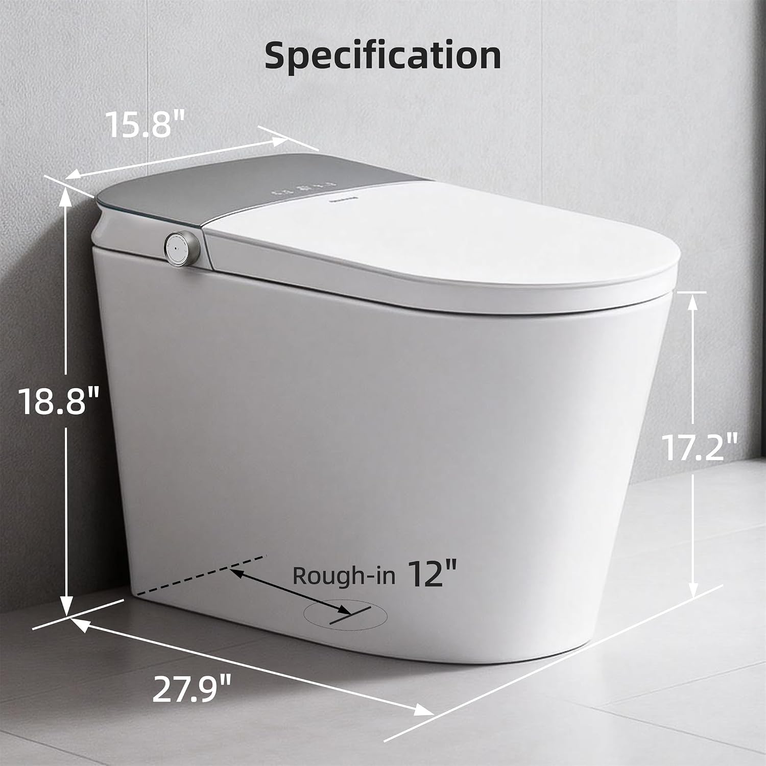 Smart Toilet with Bidet, ADA Comfort Height, UV-C Light, Foam Shield, Auto Open Close & Men's Urinal Auto Flush, Elongated Heated Seat, One Piece Bidet Toilet with Tank, RKS-X700 MAX