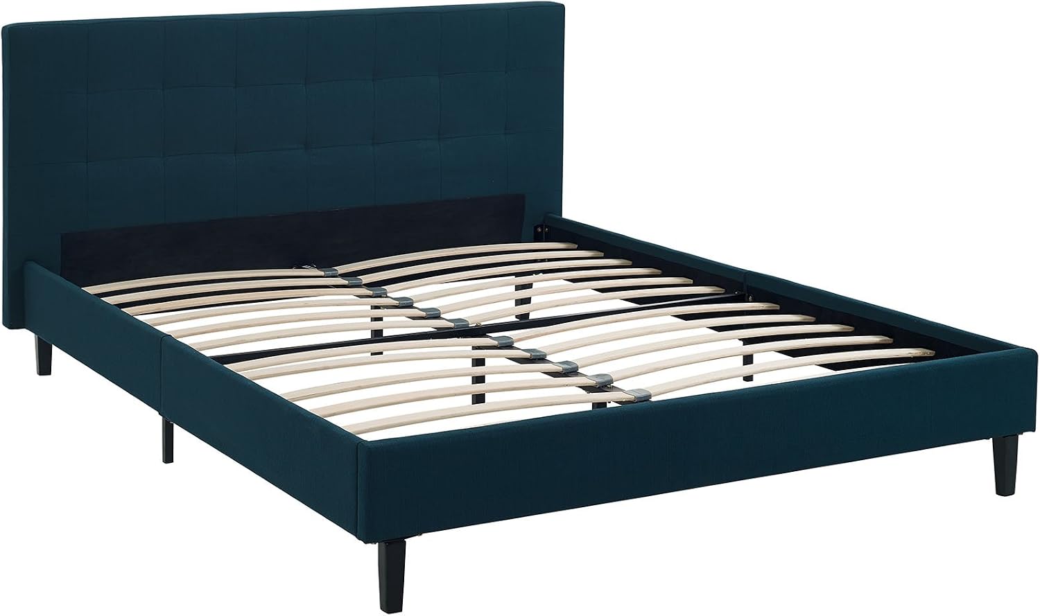 Modway Linnea Upholstered Azure Queen Platform Bed with Wood Slat Support
