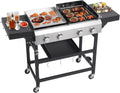 CIG GARDEN 4-Burner Propane Gas Grill and Griddle Combo, 42,000 BTU Output BBQ Grill with Cast Iron Grates, Perfect for Outdoor Cooking, Balcony, Backyard, Camping, Barbecue