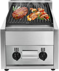 Commercial Gas Grill 2 Burner Gas/Propane Flat Top Grills with Adjustable Temperature Countertop Char Broiler Grill for Garden Patios