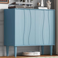 Easyego 31.5″ Mid Century Modern Sideboard Buffet Cabinet, Blue Wood Accent Storage with 2 Doors & Adjustable Shelves for Living Room, Entryway, Dining Room