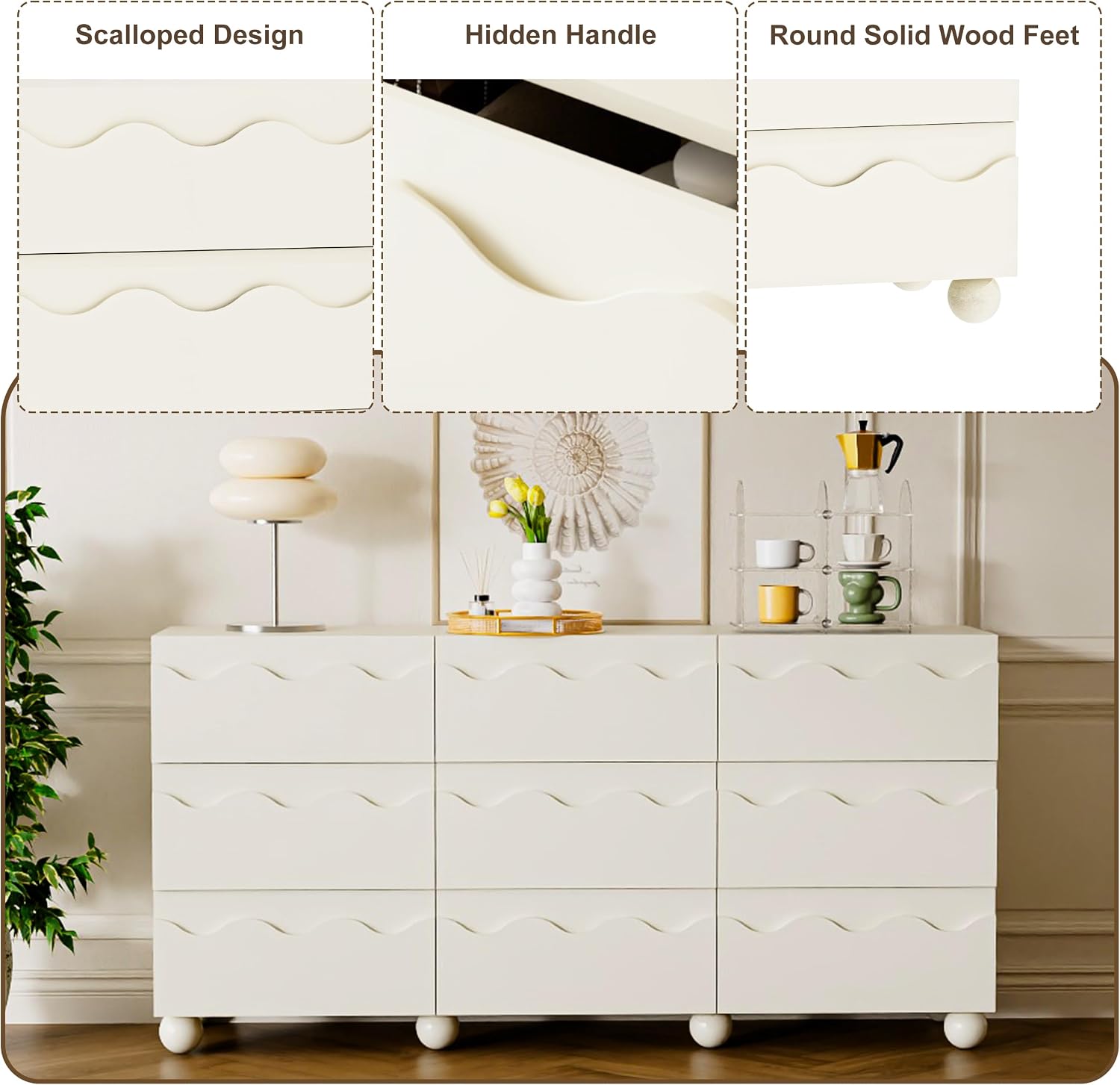 Anbuy Begie Bedroom Sets 2 Pieces, Scalloped 9 +2 for Bedroom Combo 2 Pieces