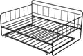 VEVOR Full Size Daybed Frame, Day Bed with Trundle, Heavy Duty Metal Platform Bed Frame, Full Daybed with Metal Slats Support for Living Room, Bedroom, Guest Room, Easy Assembly, Black