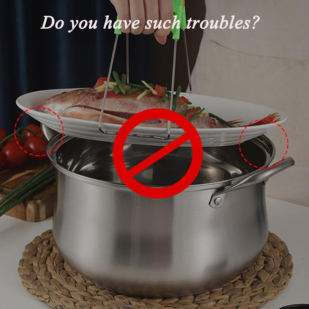 Generic Stainless Steel Fish Steamer Elliptical Roasting Pan Multi-Use Oval Pasta Pot Braiser Stockpot with Rack, Induction Compatible Dishwasher/Oven Safe Turkey Roaster(Double Layer)