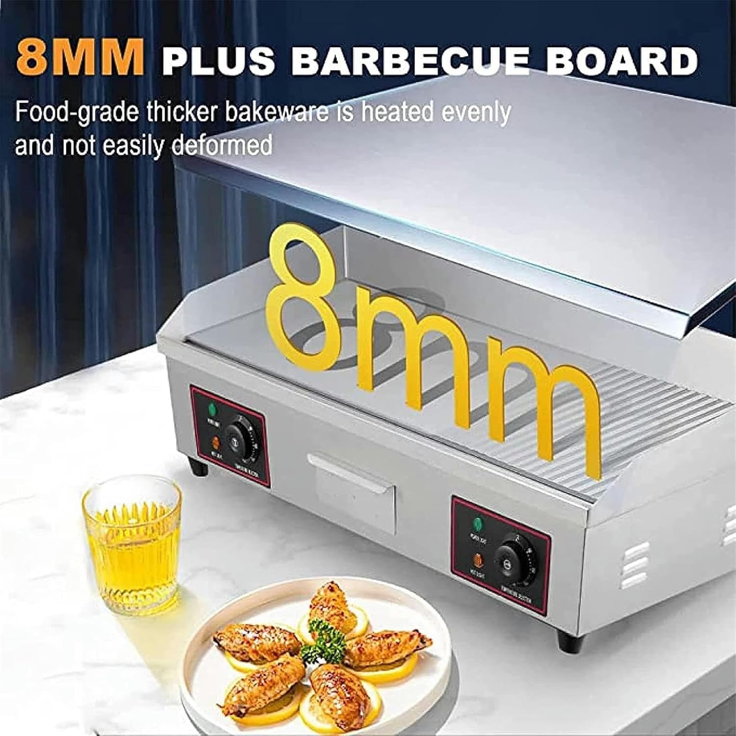 Commercial Electric Griddle 29' Flat Top Grill, 4400W Stainless Steel Teppanyaki Grill with Dual Temperature Control, Large Cooking Surface for Restaurant & Kitchen Use