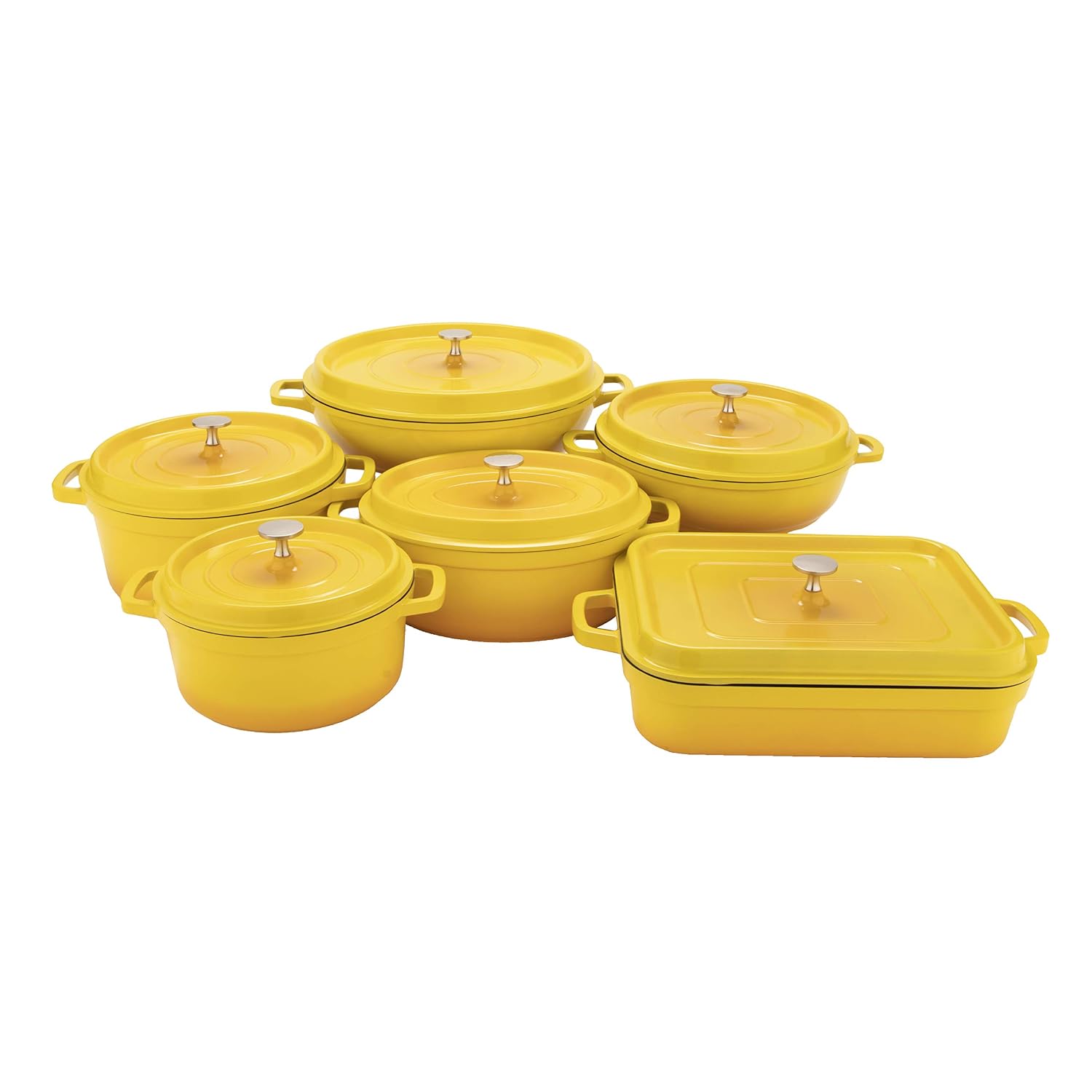 G.E.T. CA-005-Y/BK Heiss Energy-Efficient Cast Aluminum Braiser Pan/Casserole Dish, 3 Quart, Yellow