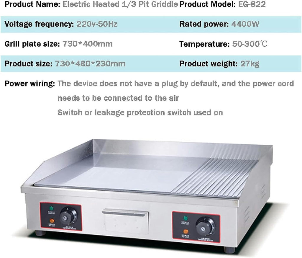 Commercial Electric Griddles, Flat Top Griddle Grill Station, Nonstick Electric Griddle Countertop Hot Plate Commercial BBQ Grill, for Camping, Outdoor, Tailgating, Kitchen, Home, Barbecue