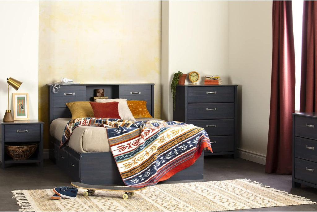 South Shore Ulysses Mates Bed with 3 Drawers, Full 54-inch, Blueberry