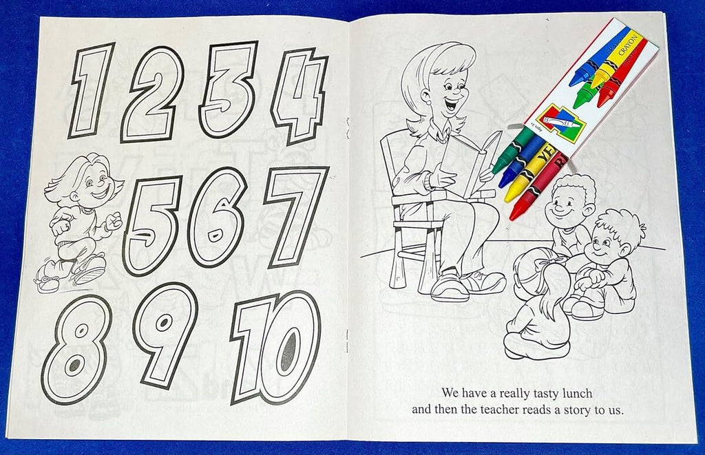 ZOCO – Daycare Fun – Custom Coloring Books (250 Bulk Pack, with Crayons) – Preschool Educational Games, Puzzles, Activities for Kids