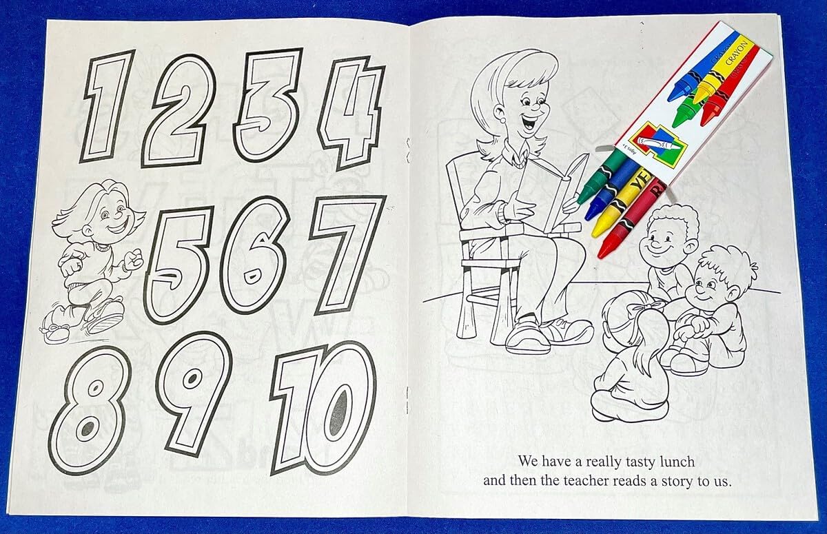 ZOCO – Daycare Fun – Custom Coloring Books (250 Bulk Pack, with Crayons) – Preschool Educational Games, Puzzles, Activities for Kids