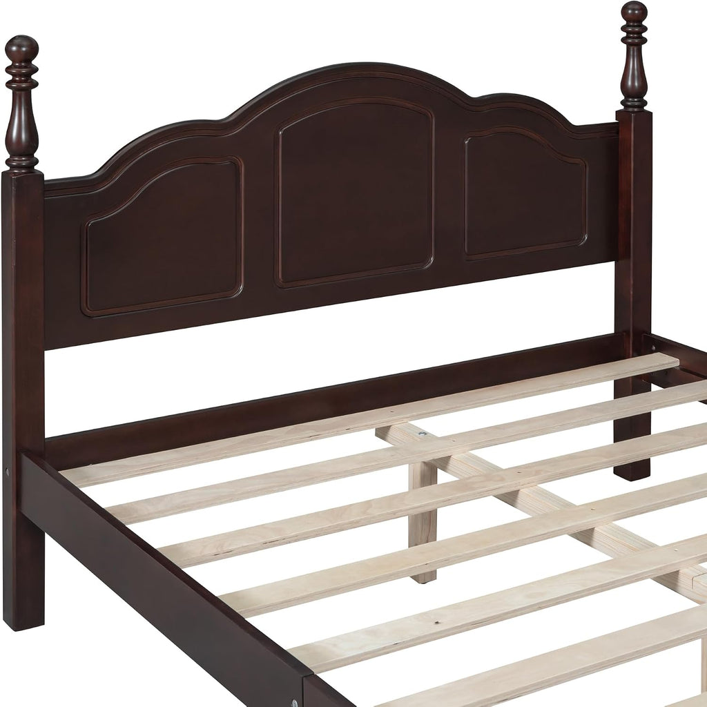 Harper & Bright Designs 3-Pieces Bedroom Sets,Full Size Wood Platform Bed Frame for Boys Girls Kids Adults Toddler and Two Nightstands-Dark Walnut