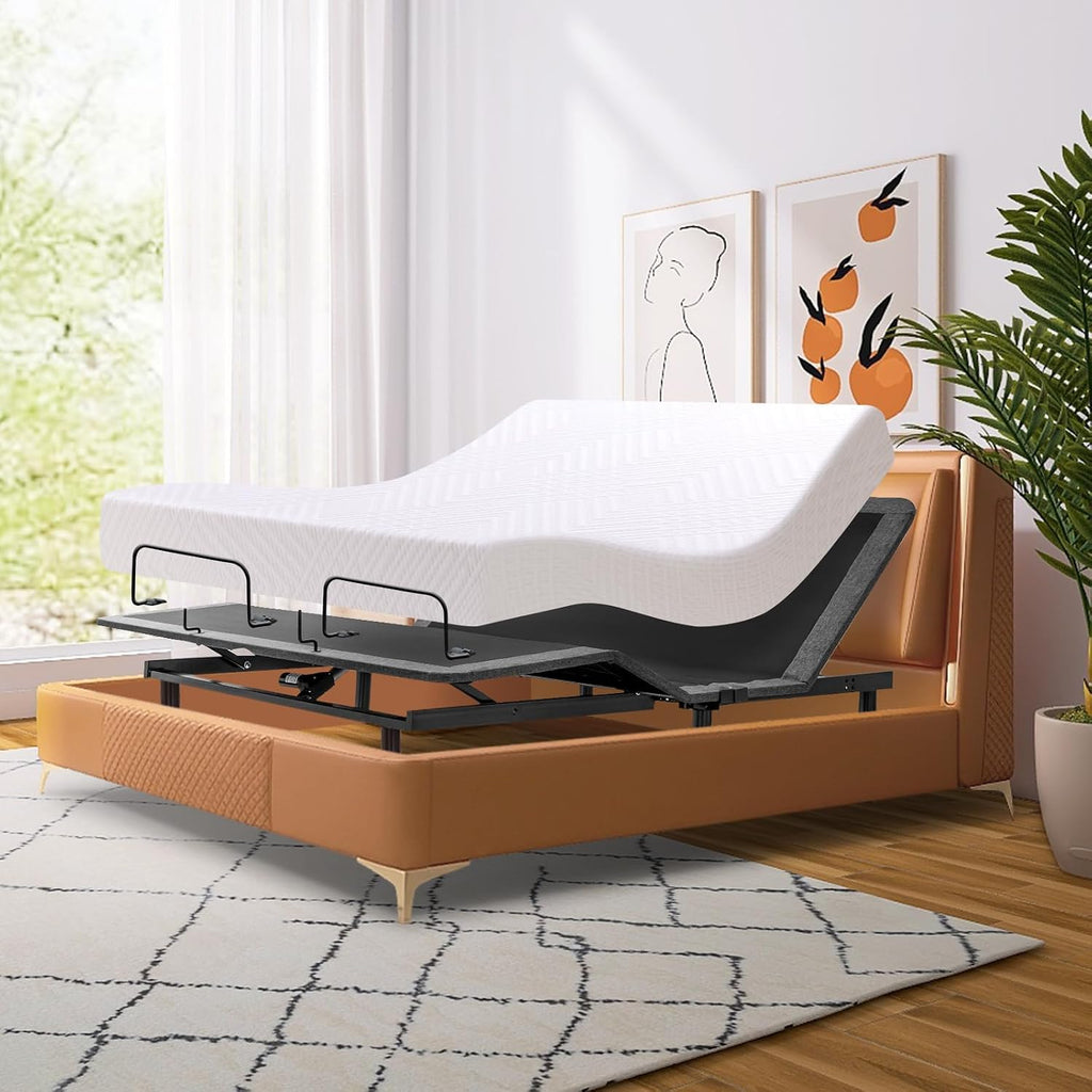 Queen Size Adjustable Bed Frame,8 Inch Gel Memory Foam Mattress, Adjustable Bed Base with Adjustable leg height,Separate Head/Foot Lift, Anti-Snore/Zero Gravity,Easy Assembly,Smart Electric Beds