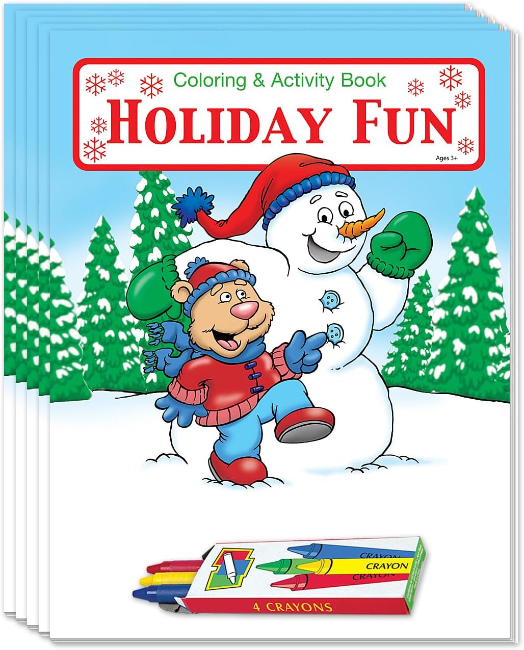 ZOCO – Holiday Fun Custom Coloring and Activity Books (250 Bulk Pack, With Crayons) – Kids Holiday Activities Stocking Stuffers Treat Bags Party Favors – USA Made
